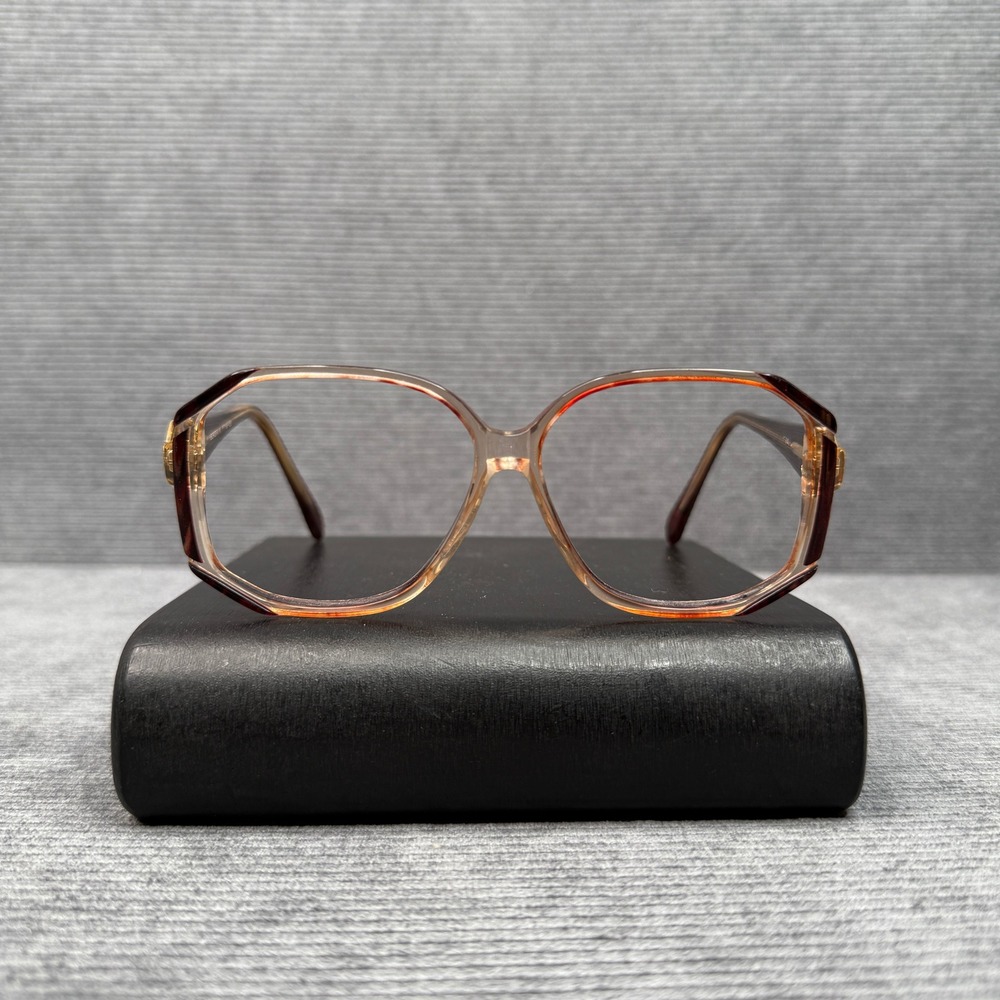 Vintage Bordeaux F7-12-135 Oversized Geometric  Eyeglasses Amber‎ Burgundy Gold